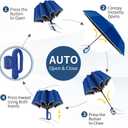 Seniny Travel Umbrella with Carabiner Handle, Windproof Large Umbrellas for Rain with Dual-Rib Structure, Portable Compact Umbrella with Reflective Strip, Car Backpack UV Umbrellas for Sun Protection