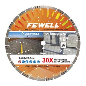 FEWELL 16" Premium Diamond Saw Blade, Multi-Purpose Diamond Blade, Cutting Hard Reinforced Concrete Asphalt Masonry Stone Terrazzo, Laser-Welded Segmented, 1"-20mm Arbor
