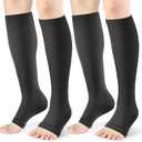 Open Toe Compression Socks Women & Men-2 Pairs 15-20 mmHg Knee High Stockings for Circulation Support (Small-Medium)