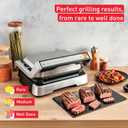 T-fal, Electric Grill, OptiGrill 4in1, Stainless Steel, 9 Automatic Cooking Modes, Intelligent Grilling Rare to Well-Done, 1800 Watts, Nonstick Removable Plates, Dishwasher Safe, Indoor, Silver