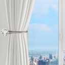 Groleca 4 Pack Heavy Duty U Shaped Metal Curtain Holdbacks Curtain Tiebacks with Clear Crystal Ball Pull Backs Curtain Holders for Drapes (Silver)