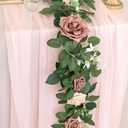 Lookein Artificial Rose Flower Garland Greenery Garland 5FT for Wedding Ceremony Backdrop Arch Flowers Table Centerpieces Decorations, Garden Dusty Rose