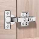 4pcs Full Overlay Soft Close Cabinet Hinges Frameless Concealed Door Hinges European Soft Closing Four-Hole Mounting Plate Hinges Nickel Plated Finish