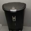 simplehuman 50 Liter / 13 Gallon Semi-Round Kitchen Step Trash Can with Secure Slide Lock, Black Plastic