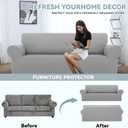 LURKA Stretch Sofa Slipcovers 1 Piece Couch Covers for 3 Cushion Couch Sofa Furniture Protector Full Sofa Covers with Elastic Bottom for Kids and Dog (Large, Sliver)