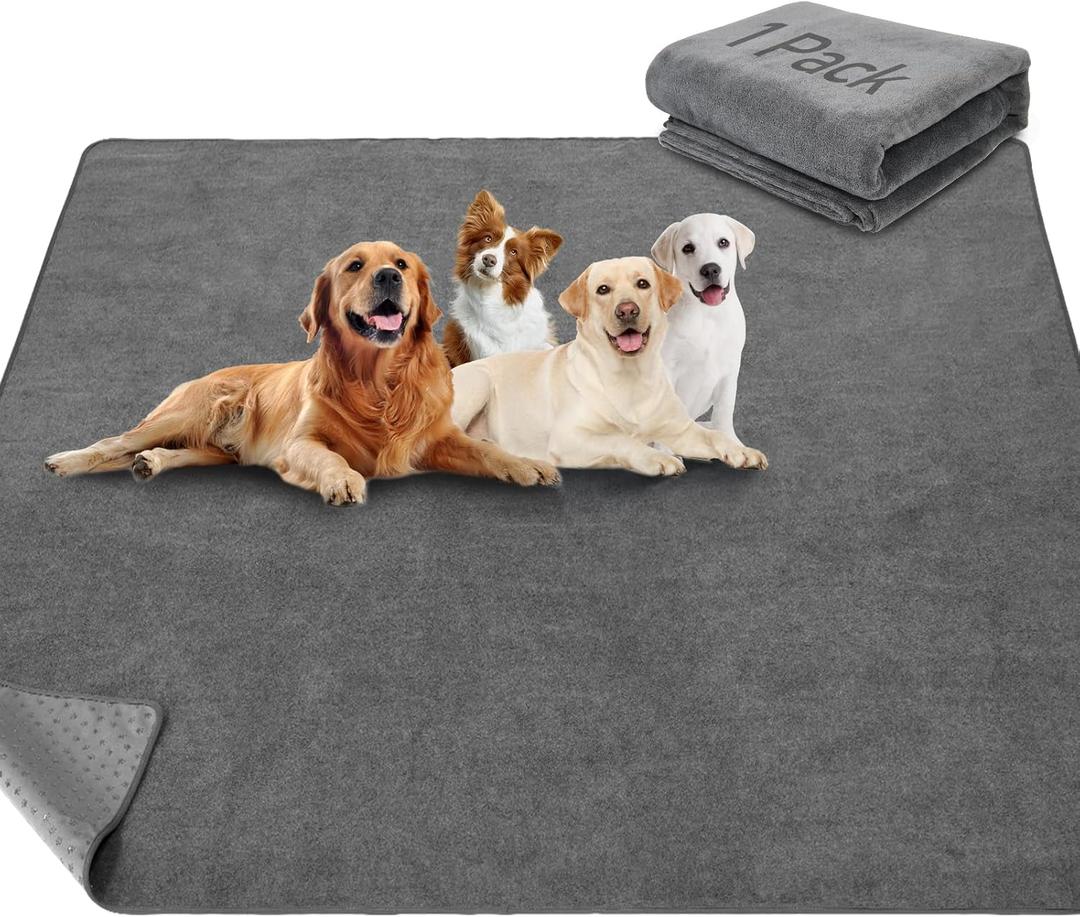 LOOBANI Non-Slip Washable Pee Pad for Dogs, 1 Pack Extra Large Reusable Dog Mat for Floor, Fast Absorbent Pet Whelping Pads, Puppy Playpen Mat for Incontinence, Housebreaking, Crate, 82x120in, Gray (82"*120"(Pack of 1))
