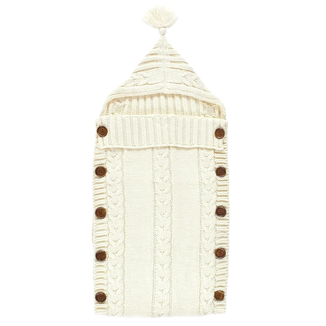 Hudson Baby Unisex Baby Knitted Baby Lounge Stroller Wrap Sack, Cream, One Size