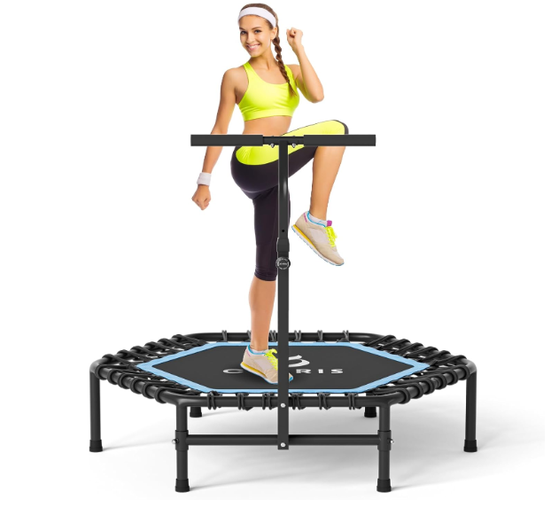 CLORIS 45'' Fitness Trampoline - Max Load 450lbs, Rebounder with Adjustable Foam Handle Indoor/Outdoor Fitness Body Exercise (Blue)