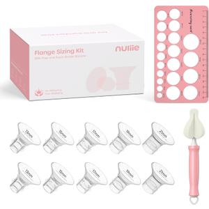 Nuliie 3-in-1 Flange Sizing Kit 13/15/17/19/21mm for 24mm Electric Double Breast Pump Flange/Shield, 10PCS Silicone Flange Inserts to Boost Pumping Efficiency & Comfort, BPA-Free Essential for Moms
