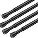 AIZESI Spring Tension Rods Adjustable Tension Curtain Rod Small Tension Rod No Drilling Expandable Spring Loaded Curtain Tension RodBlack,26" to 39"-4Pcs)