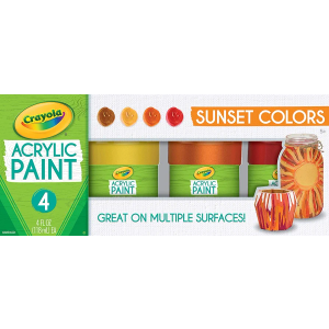 Crayola Paint Set in Sunset Colors, Multi-Surface Craft Paints, Painting Supplies, 4 Count