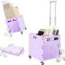 Foldable Rolling Crate for Stair Climbing : Handcart for Shopping Teacher Laundry (Lavender)