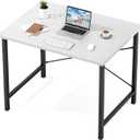 Sweetcrispy 32-Inch Small Computer Desk for Bedroom, Modern White | Gaming Writing Work and Study Desk for Home Office, Sturdy Metal Frame and Compact Modern Design with X-Shaped