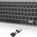 OMOTON 2.4G Wireless Keyboard, Ultra-Slim Compact Mini Keyboard with Type-C & USB-A Receiver, Compatible with Desktop Laptop Tablet PC Smart TV and Windows 11/10/8/7 - Grey