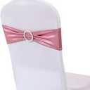 Tvoip 10PCS Chair Cover Stretch Band with Buckle Slider Sashes Bow Wedding Banquet Chair Decoration (Metallic Pink)