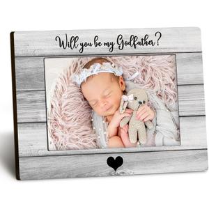 Godfathers 4x6 Picture Frame, Godfathers Proposal Gift Announcement Photo Frame, Gifts for Godfathers from Godchildren, Will You Be My Godfather Picture Photo Frames for Desk Shelf Decor (color-2)