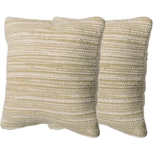 Set of 2 16" Handwoven Wool & Cotton Throw Pillow Cover with Woven Knit Texture, Sand