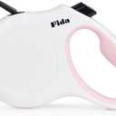 Fida Retractable Dog Leash, 16 ft Dog Walking Leash for Medium Dogs up to 44lbs, Tangle Free, White & Pink