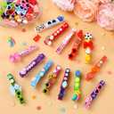 JOICEE 60 Set Cheer Pins Spirit Clips, 60 Colored Wooden Clothes Pins 102 Mini Resin Ducks Bows Daisy and Stickers Pens 150 Clay Beads for Backpacks Ribbon Team Classroom Cheer Gifts Bulk