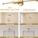 BONLICHT Brushed Brass Vanity Lights 36 Inch Gold Bathroom Light Fixtures 5CCT Dimmable Vanity Light Bar 20W 350Rotatable LED Bathroom Lighting Over Mirror Modern Wall Sconce for Hallway Powder Room