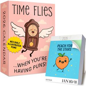 Punny Day-to-Day Calendar for 2026 | Funny Daily Desktop Calendar Christmas Stocking Stuffer Gift for Home or Office, Funny Desk Calendar 2026, Daily Tear Off Pages with Puns, White Elephant Gifts
