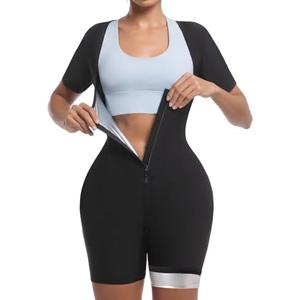 Meiosuns Sauna Suit for Women Weight Loss Sweat Waist Trainer Sweat Shirt Full Body Compression Shaperwear Slimming Workout XL