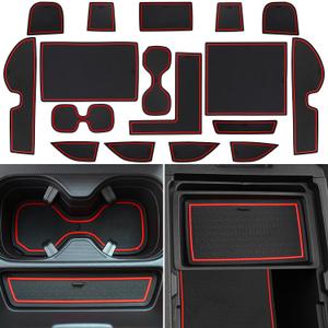 Center Console Liner for Honda CRV Accessories 2023 2024 2025 2026, for CR-V Cup Holder Mat, Door Slot Pad, Coaster Trim, Non-Slip Dust Interior, Custom Rubber Decoration Insert (17pcs, Red)