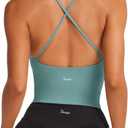 Danysu Sculpt Workout Tank Tops Women Backless Longline Sports Bras Strappy Padded Yoga Top (Large)