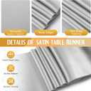 Tudomro 16 Pcs Black and Silver Round Plastic Tablecloth and Satin Table Runner Set 84 Inch Round Covers 12 x 108 Inch Table Runners for Christmas Wedding Birthday Party Baby Shower