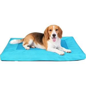 Indestructible Dog Crate Bed, Orthopedic Memory Foam Dog Bed with Removable Cover and Anti-Slip Bottom, Chew Proof Mattress for Small Medium Dogs, 30" x 20"Blue