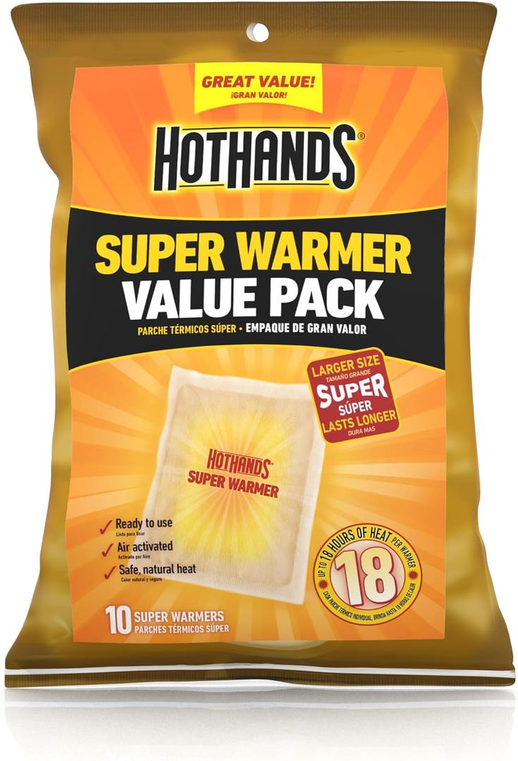 9 Packs HotHands Body & Hand Super Warmers - Long Lasting Natural Odorless Air Activated Warmers - Up to 18 Hours of Heat - 10 Individual Warmers