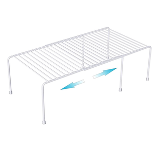 Kitchen Cabinet Organizer and Storage Shelves Expandable Freezer Shelf Organizer Rack with Scratch Resistant Feet for Counter Pantry Dish Spice Cupboards