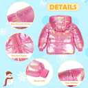 UNICOMIDEA Baby Girl Winter Coat Laser Toddler Jackets Warm Down Outerwear with Hooded for 4-5T (Pink)