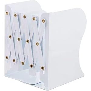Zyners Adjustable Metal Bookends Heavy Duty for Shelves, 2 Dividers, Anti-Slip Design Expandable Book Ends for Desk, Office(White, 19 inches Max)