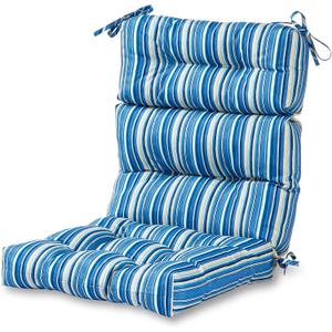 Greendale Home Fashions Outdoor 44 x 22-inch High Back Chair Cushion, Set of 1, Steel Blue Stripe