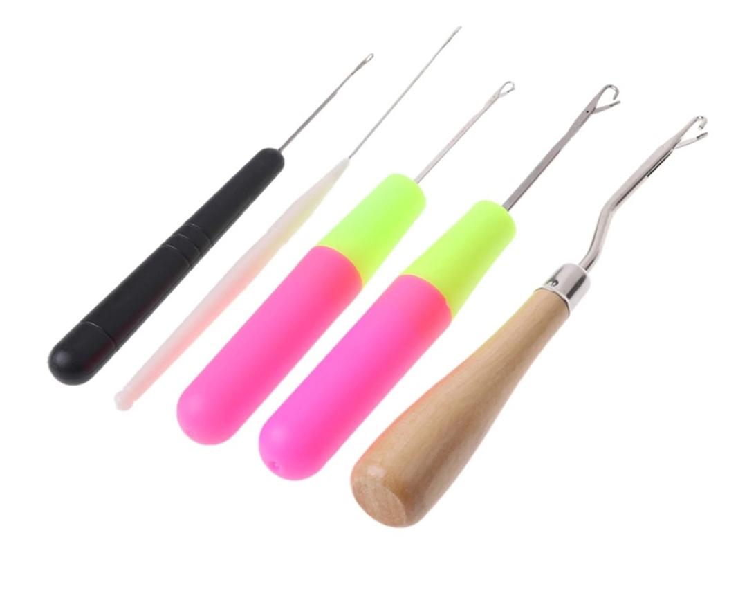 5 Different Sizes Latch Hook Crochet Needle Set Hair Crochet Hook Tools for Hair Braiding, Scarf & Rug Making and Crafts DIY