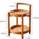 Side Table with Wheels, Mid Century Modern Rolling End Table, Solid Wood Round End Table with Detachable Tray, Small Accent Table, Movable Coffee Table Cart(Natural), 15 inches x 15 inches x 26 inches