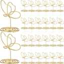 SiliFine 24 Pcs Gold Butterfly Table Number Holders, Place Card Holders for Table Butterfly Photo Holder Decoration for Wedding Reception, Cafe, Centerpieces, Party, Restaurant, Birthday (2 Inch)