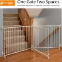 Yeagle Extendable Rolling Guard, Adjustable Dog Gate 33-51" for Stairs Doorways Hallways, No Bottom Rail, White Metal Pet Barrier with Wheels, One-Hand Operation, Dual-Side Opening
