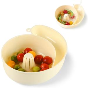Snail-Shaped Automatic Spinner Fruit & Vegetable Washer Drainer, Fruit Washing Bowl with Strainer for Strawerries, Blueberries, Kitchen Utensils Gadgets Essentials for Produce Lovers