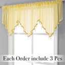 WUBODTI Yellow Sheer Valance Curtains for Living Room Windows, Boho Crystal Beaded Tassel Triangle Kitchen Curtains Lace Swag Curtain Valance for Bedroom Bathroom Door Decor,3PCs, Each W51 x L24