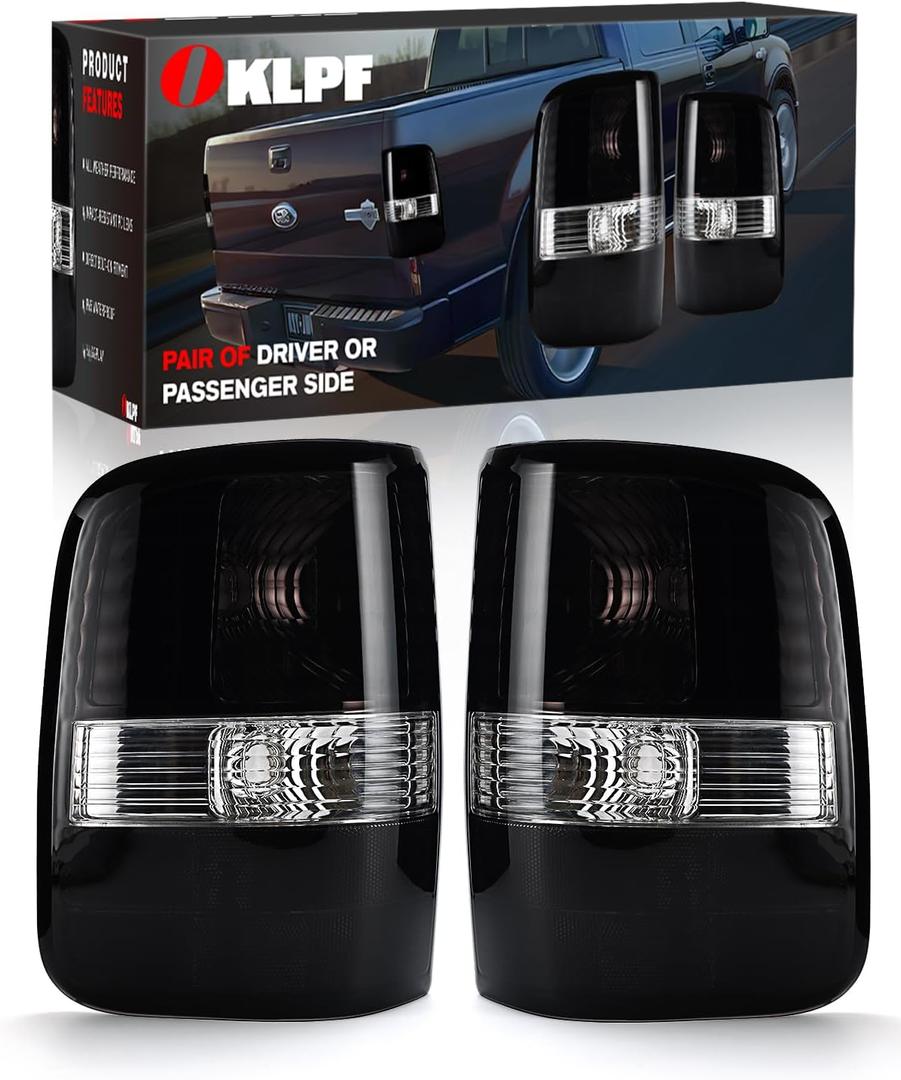 OKLPF Rear Brake Tail Lights Compatible With 2004 2005 2006 2007 2008 Ford F150 F-150 Replacement Black Taillights Assembly,Includes Bulbs,Driver and Passenger Side