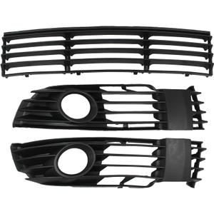Bumper Face Bar Cover Grille with Left and Right Fog Light Cover Trim for Volkswagen Passat 2001-2005