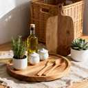10 Inch Round Solid Wood Decorative Tray Wooden Riser for Bathroom Counter & Kitchen, Rustic Farmhouse Vanity Organizer for Soap, Candle, Perfume, Gift