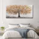 Gold Wall Art Tree Wall Paintings Grey Office Wall Decor Large Framed Canvas Art for Living Room Bedroom 29"x 58" Nature Decorations