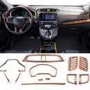 for Honda CRV CR-V 2017~2022 Full Set of Car Interiors Instrument Panel Decorative Center Console Moulding Trim Air Outlet Automotive Steering Wheel Cover Accessories 12Pcs (Wood Grain)