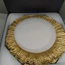 MAONAME Gold Charger Plates Set of 12, Reef Plate Chargers for Dinner Plate, Round Plastic Table Chargers for Thanksgiving, Christmas