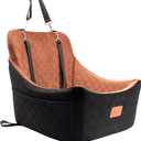 WOOAIDAGG Dog Car Seat for Medium Sized Dog,Pet Travel Car Bed with Seat Belt Channle,Fully Detachable and Washable Car Dog Seat with Adjustable Straps,3 Straps Easy to Install (Black/Brown)