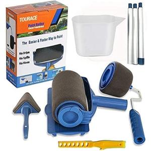 TOURACE 9Pcs/Set Paint Roller Kit with Sticks Paint Roller Pro Transform Your Room in Just Minutes Quickly Decorate Runner Tool Painting Brush Set