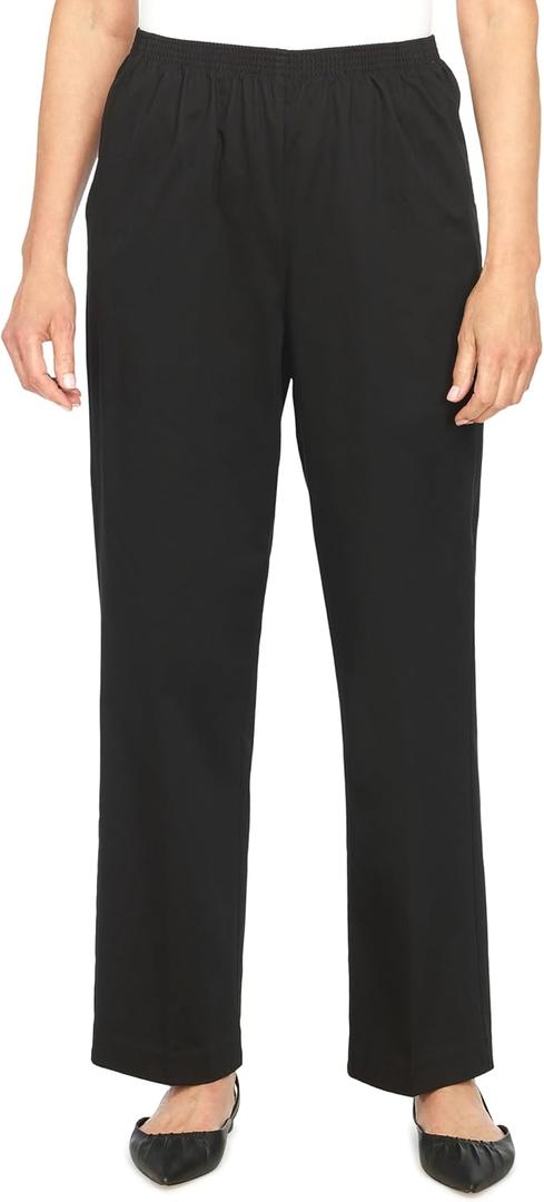 Alfred Dunner All Around Elastic Waist Cotton Short Twill Pants (16, Black)